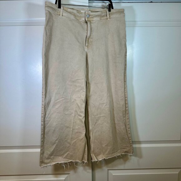 Mango Catherin High-Rise Culotte Wide Leg Raw Hem Jeans 16 - Picture 9 of 16